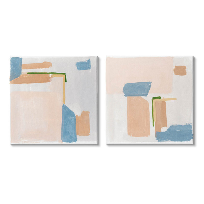 Ensemble abstrait d'art mural abstrait en forme de toile abstraite rose par Melissa Wang, L 17 po x H 17 po x P 1,5 po