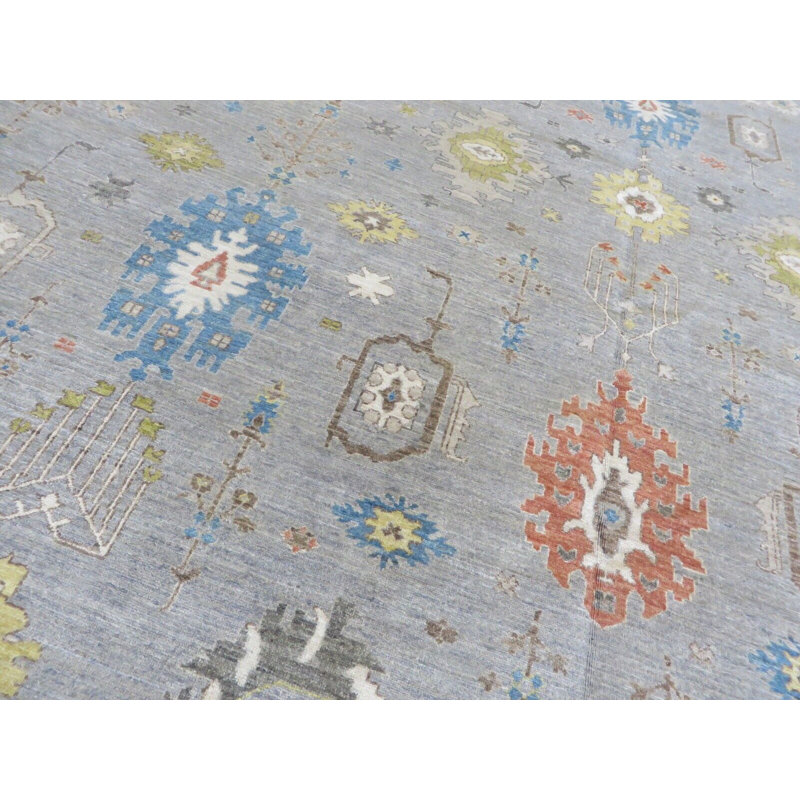 Tapis oriental gris fin noué à la main 11 pi 10 po x 14 pi 11 po B333248D7FE04BEFB53AC548FE4E631A