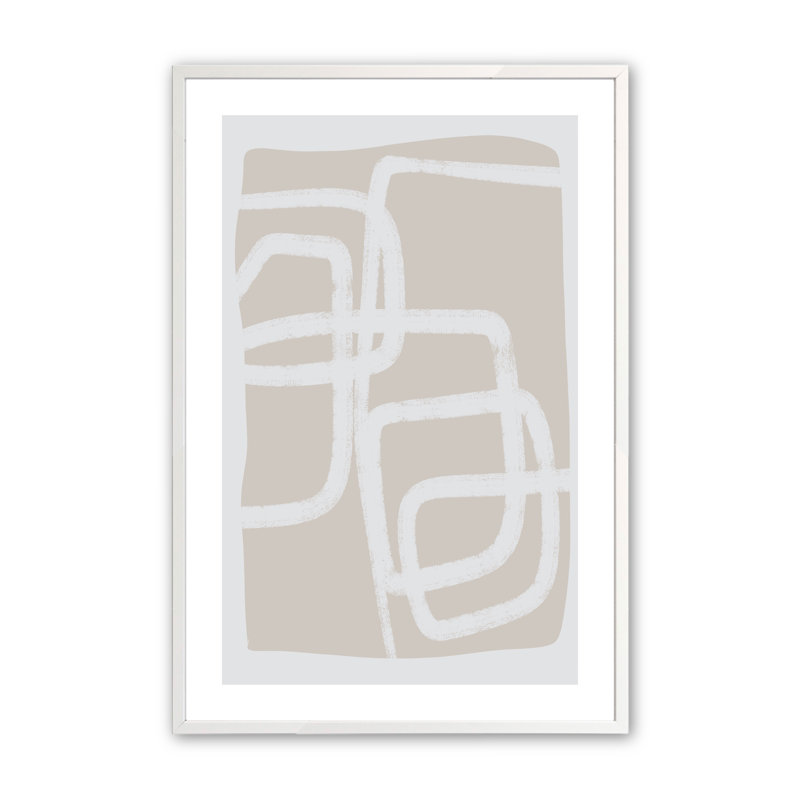 «Sallee Greige Simple Abstract», ensemble de 2 encadrés sur papier par 2 pièces par Line2Form, H 12 po x l 16 po x P 1,25 po