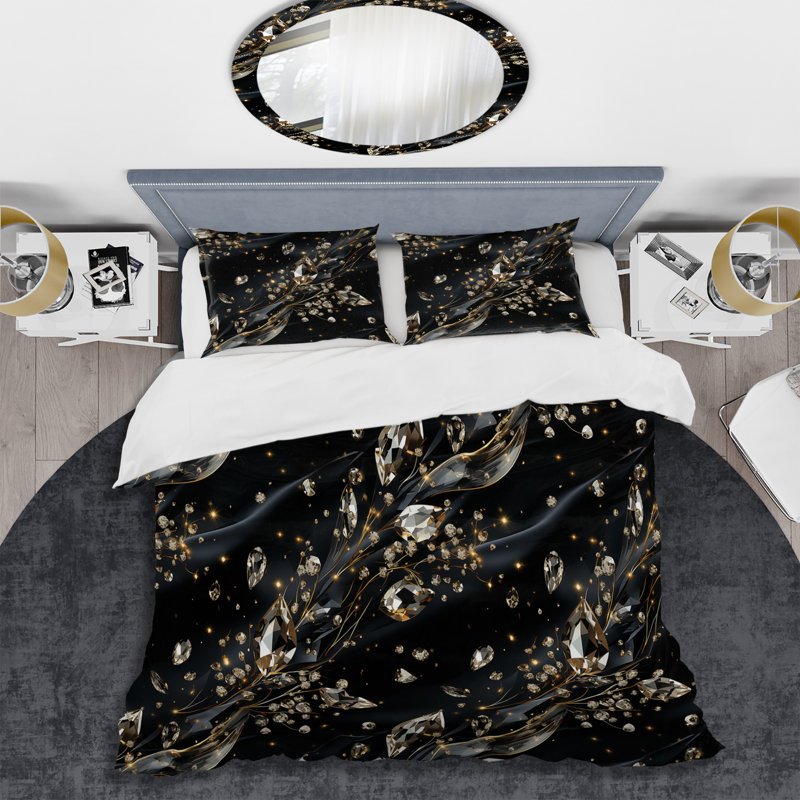 Ensemble de housse de couette Glamour, Housse de couette pour grand lit et 2 taies décor