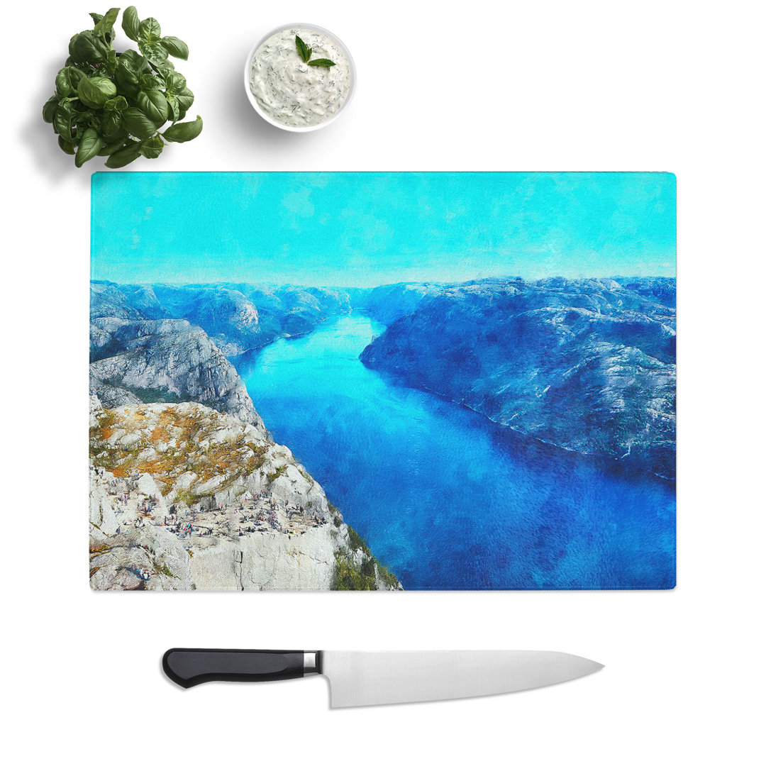 Mountains in Forsand Norway Painting Chopping Board