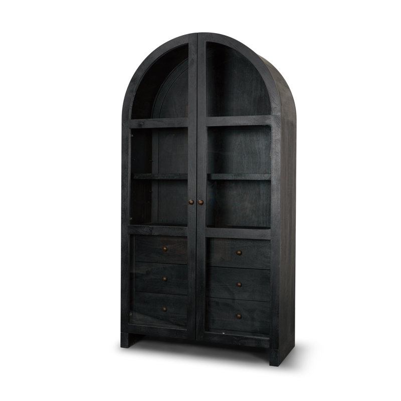 Vitrine en bois massif Stonewall, Noir