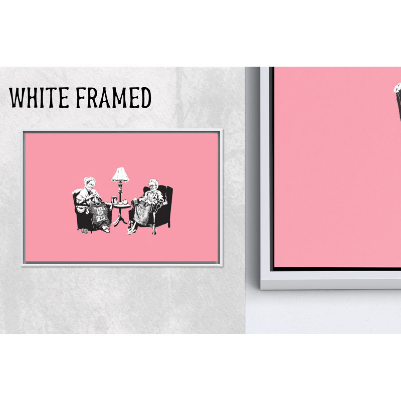 «Vivid Grandma Graffiti Art Print»: verre trempé rose ou toile imprimée, 1P, encadré blanc, H : 63,1 x L : 114,2 pouces