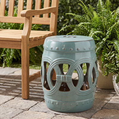 Ceramic Garden Stool, Accent Stool 14" x 17", Decorative Outdoor Stool