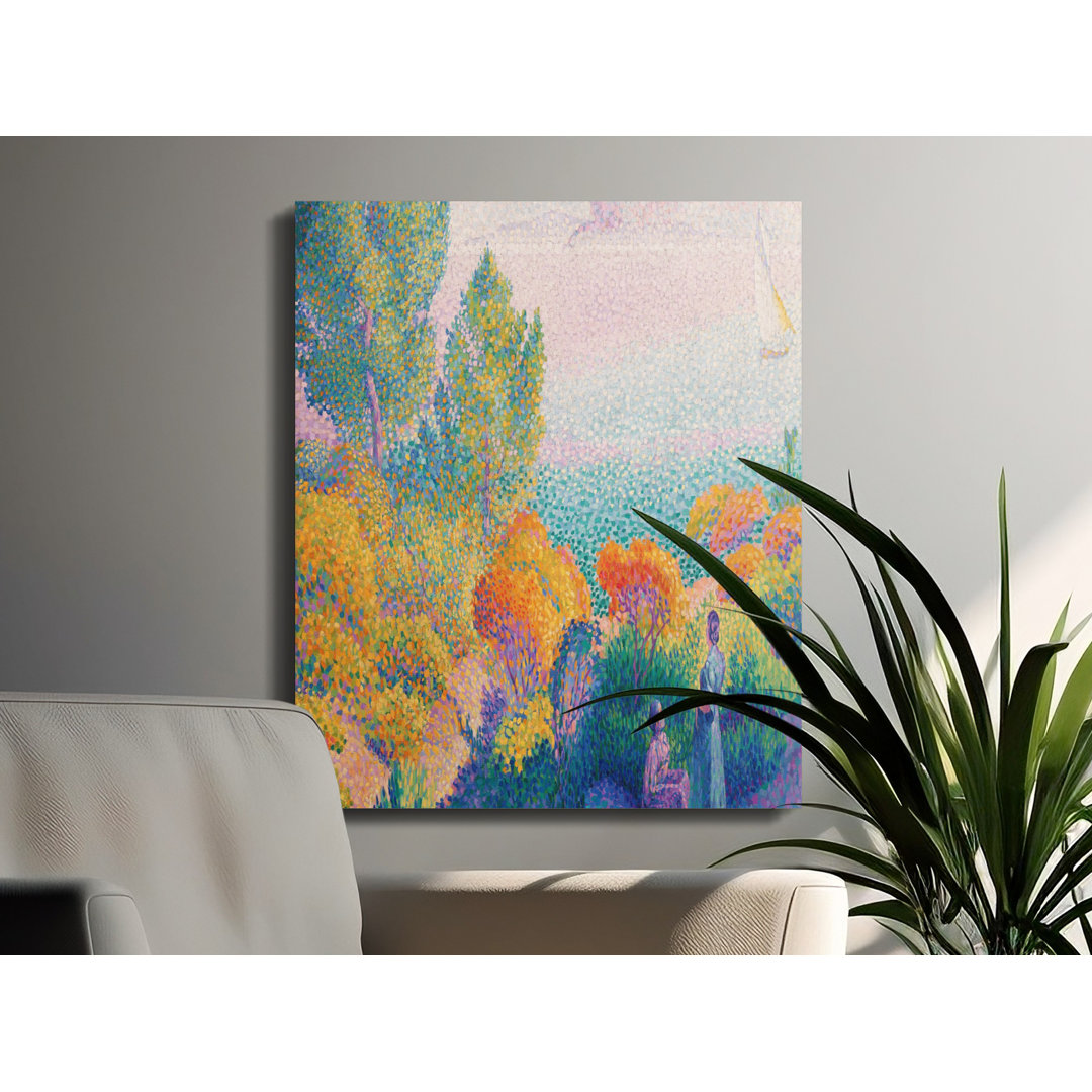 Vibrant Pointillist Seascape Wall Art