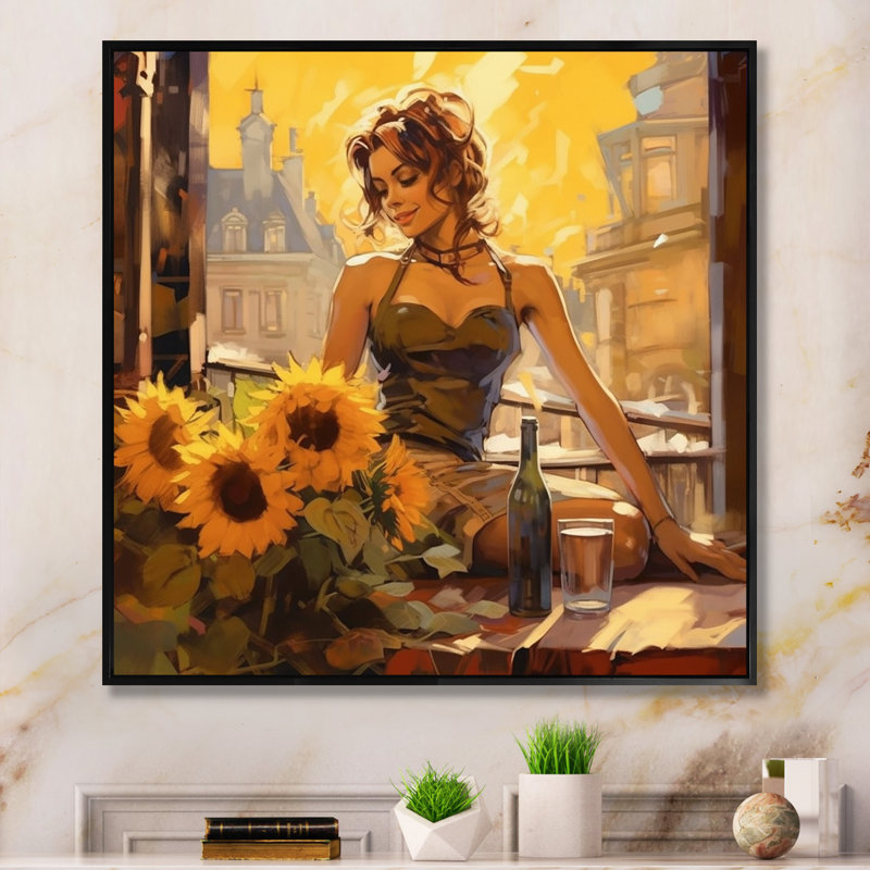 «Woman In Paris Portrait I», reproductions d'art mural mode, H 16 po x l 16 po x P 1 po, Cadre flottant noir