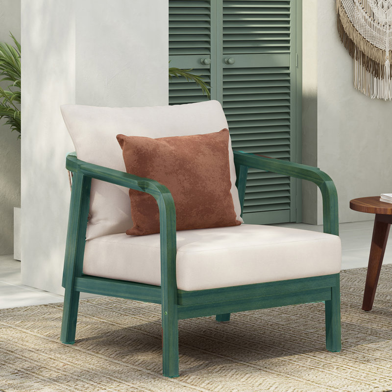 Chaise d'appoint rembourrée en bois massif de style Mid-Century, Vert