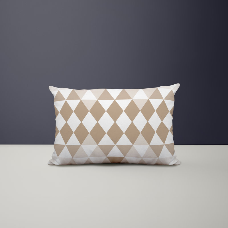 Geometric Outdoor Reversible Throw Pillow, Beige