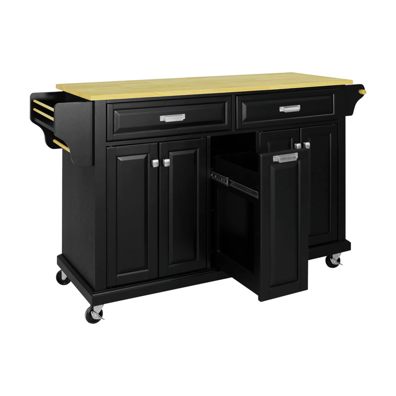 Jonah Solid Wood Top Kitchen Island, Black