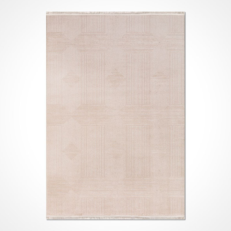 Modern Cream Machine Washable Non-Slip Area Rug, Rectangle 2'8" x 5'