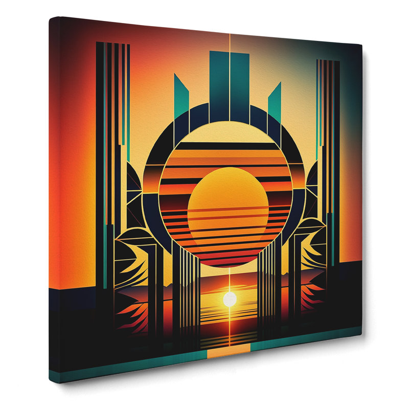 Art Deco Sunset Geometric No.1 - Print, 50cm H x 50cm W x 3cm D
