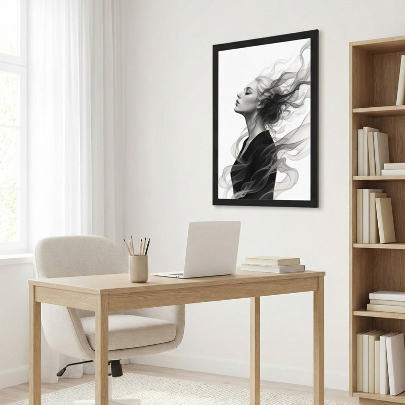 Tableau abstrait représentant une femme avec de la fumée, sur une toile tendue (lot de 1), H 30 po x l 20 po