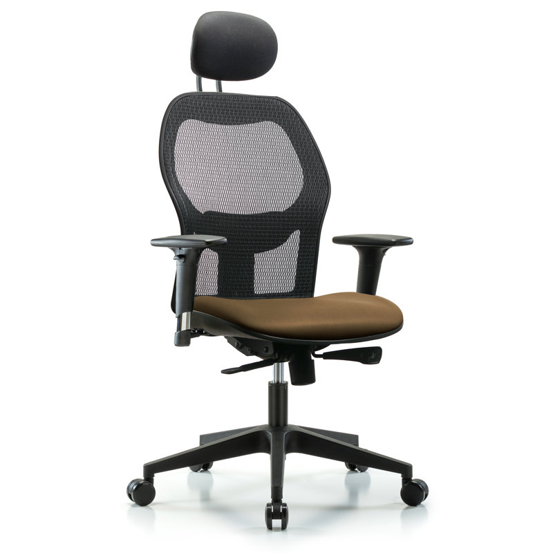 Vinyl Task Chair with Headrest, Taupe, Yes