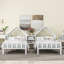 Lit plateforme simple double avec tête de lit en forme de maison et table de chevet intégrée, blanc