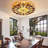 Tiffany Style Stained Glass Peacock Ceiling Lighting Lamp Fixture Flush Mount