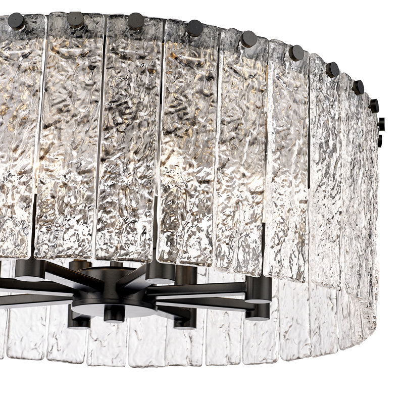 Raeeyan Glass Flush Mount, Matte Black