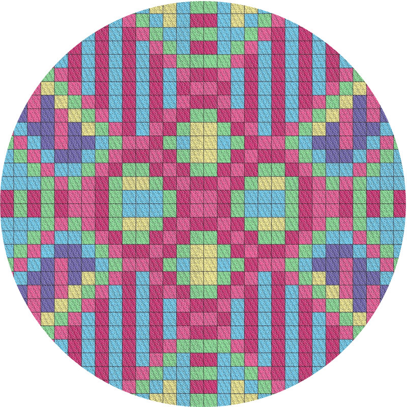 Tapis motif rose/vert/bleu Devereau, Rond 8 pi