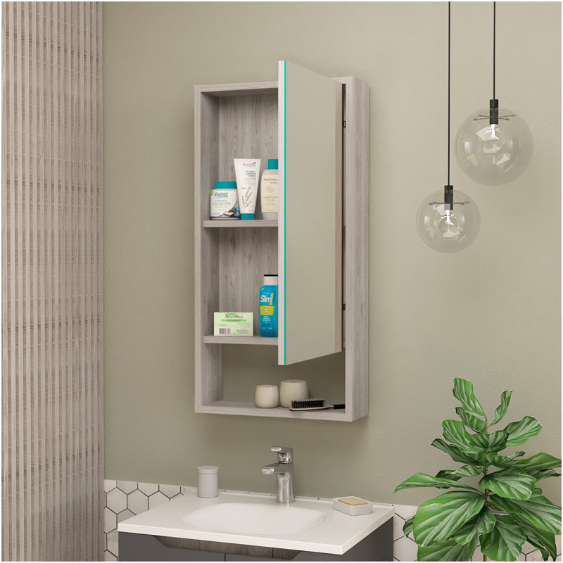 Armoire à pharmacie rectangulaire avec miroir Burlington, Gris clair