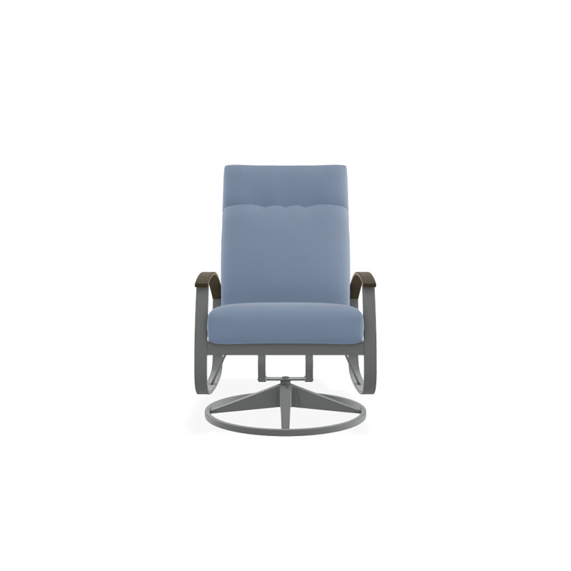 Chaise berçante pivotante réglable avec coussins Askar, Ciel 42A, Bois de plage P40, Graphite texturé