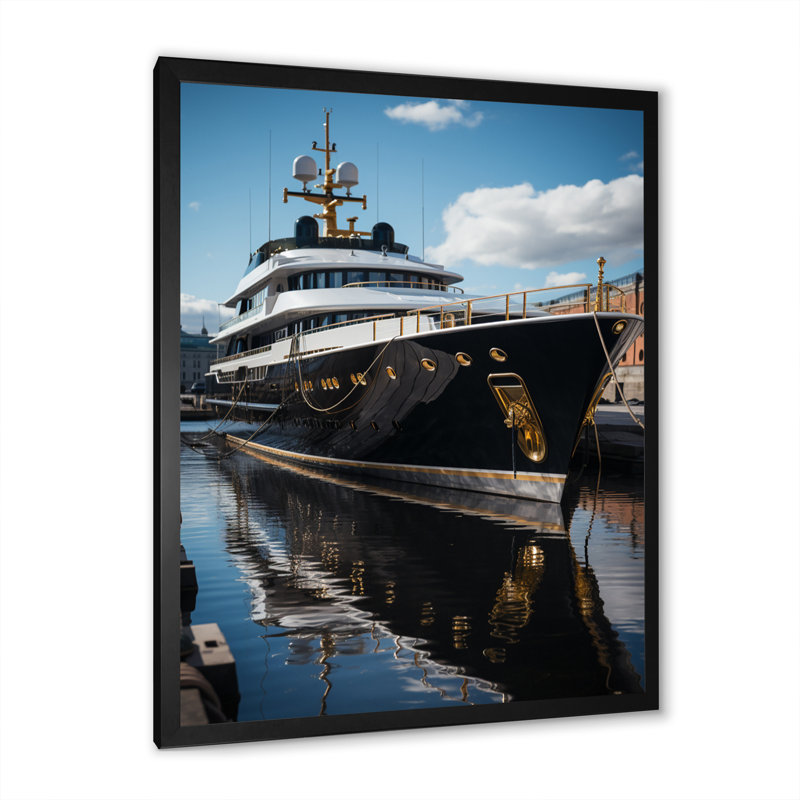 Port Dockside Elegance II - Nautical & Beach Canvas Wall Art, Cadre simple noir, H 20 po x l 12 po x P 1 po