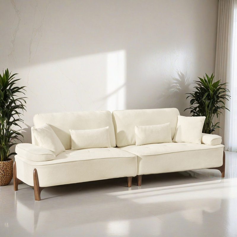 Canapé 103,02 po avec accoudoirs rembourrés pour le salon, Beige