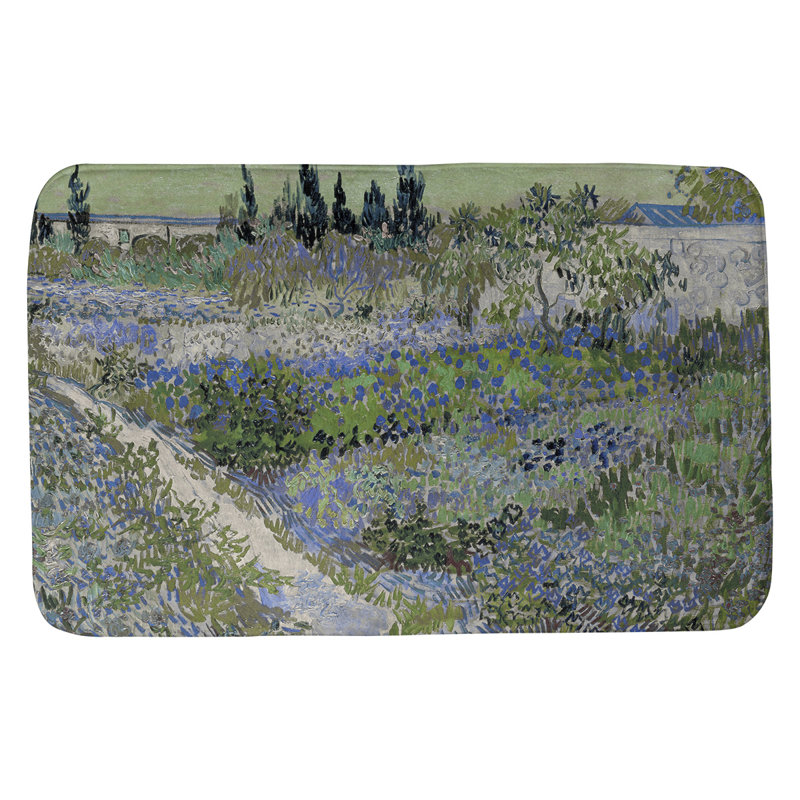 Tapis pour salle de bain garten bluhender Kinsey, l 21 po x L 34 po, Bleu