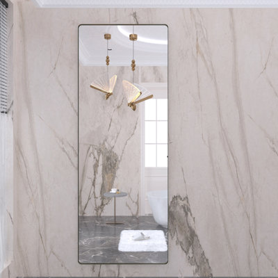 Lesamuel Filleted Corner Wall Mounted Bathroom and Vanity Mirror with Aluminum Frame