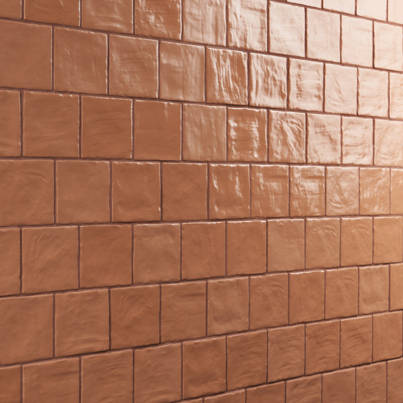 Carreau de faïence murale 4 "x 4" à finition satinée Bond Tile Southampton (5,38 pieds carrés / caisse), Terra Cotta