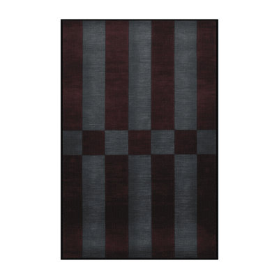 Machine Washable Checkered Black Area Rug