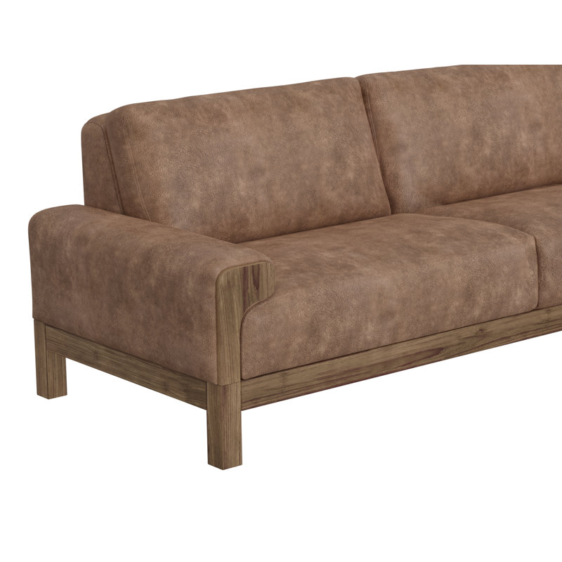 Structure et base en bois, canapé, Brown Faux Leather