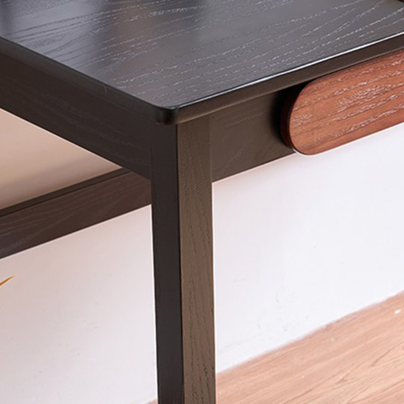 Bureau rétro à double tiroir noir, H 29,52 po x l 39,37 po x P 23,62 po