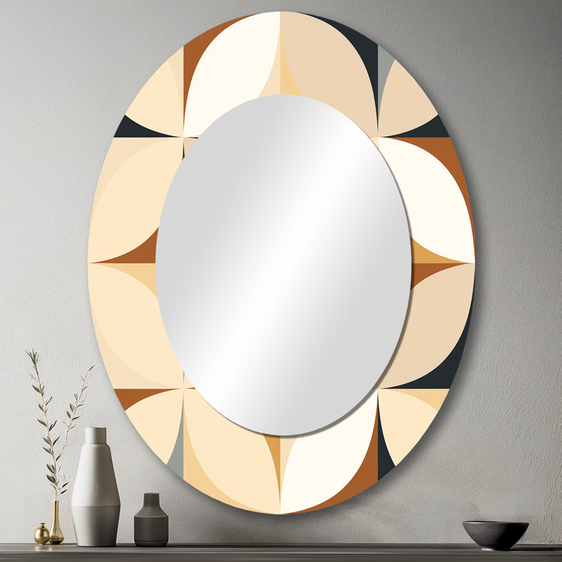 Geometric Harmony - Miroir mural ovale moderne, H 43 po x l 33 po