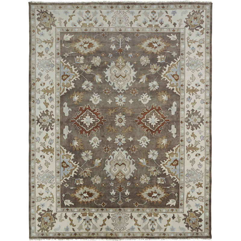 Glenda Wool Area Rug in Brown/Ivory, Rectangle 10' x 14'