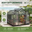 Serre en polycarbonate résistant au vent 8 x 16 pi, structure en aluminium avec toit-132798171