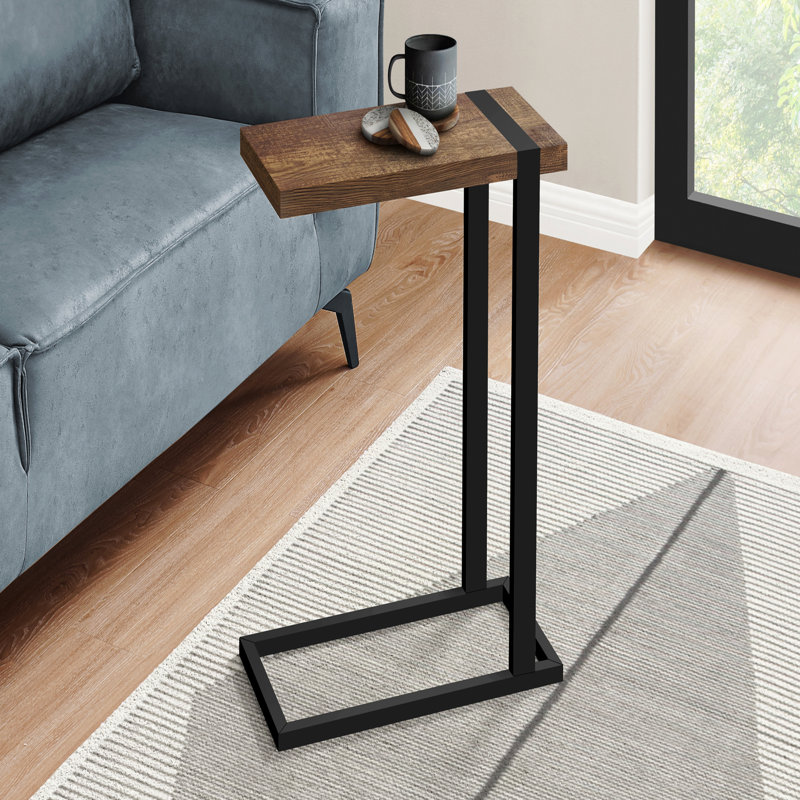 Table d'appoint, en forme de C, bout, côté, collation, salon, métal stratifié, contemporain, moderne, Brun