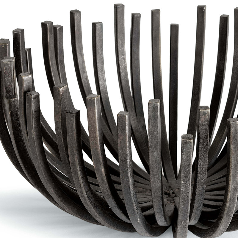 Handcrafted Blackened Iron Webbed Bowl Circle