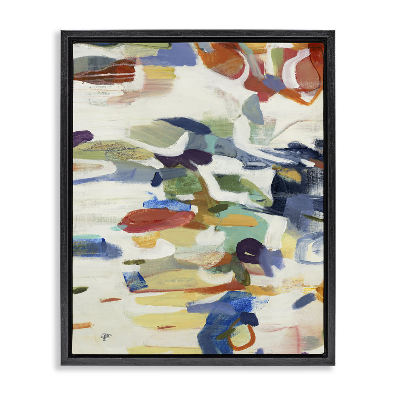 Cadre flottant à abstraction primaire, conception par Lisa Ridgers, Cadre flottant noir de jais, H 21 po x l 17 po