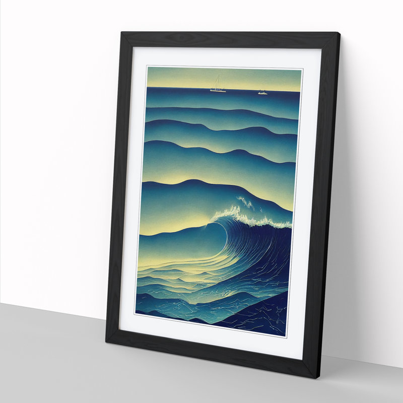 Sea View Abstract Vol.3 - Single Picture Frame Print, Black, 64cm H x 46cm W x 2cm D