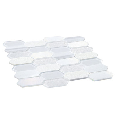 Niko 1.5-in. x 3.5-in. Hexagon Frosted, Glossy & Textured Glass and Natural Stone Wall & Floor Mosaic Tile