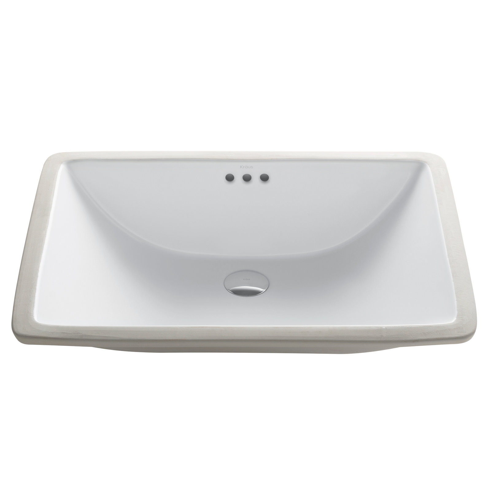 Elavo White Ceramic Rectangular Undermount Bathroom Sink