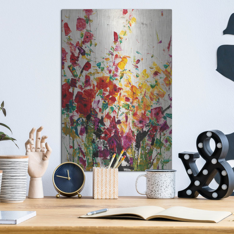 Red Barrel Studio® «Wildflowers Blooming I» par Tim O'Toole, art mural en métal, H 16 po x l 12 po