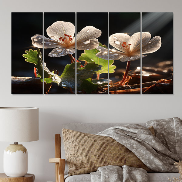 DesignArt Grey Geraniums Field III - Floral Metal Wall Art Living Room ...