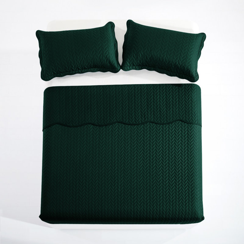 Ensemble de couvre-lit en microfibre , Émeraude, Grand lit