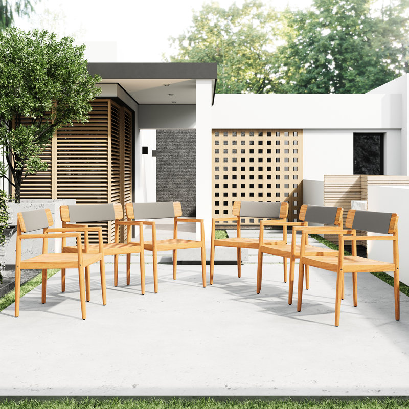 4 chaises d'extérieur en bois tressé gris aspect corde tressé pour toutes saisons