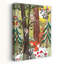 Green Christmas forest with animals Abstract Contemporary Bird Deer Fox Forest Landscape Wall Art Print-2081879010