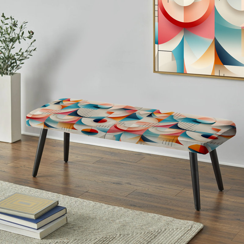 Motif géométrique cubique rétro Revival - banc noir rembourré géométrique
