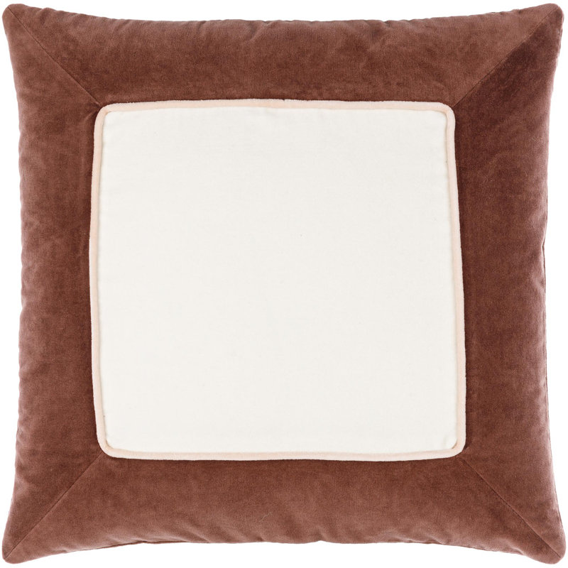 Rainier Cotton Throw Pillow, 18" x 18", Down, Brick