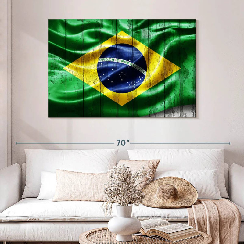 Grunge Wood Brazil Flag