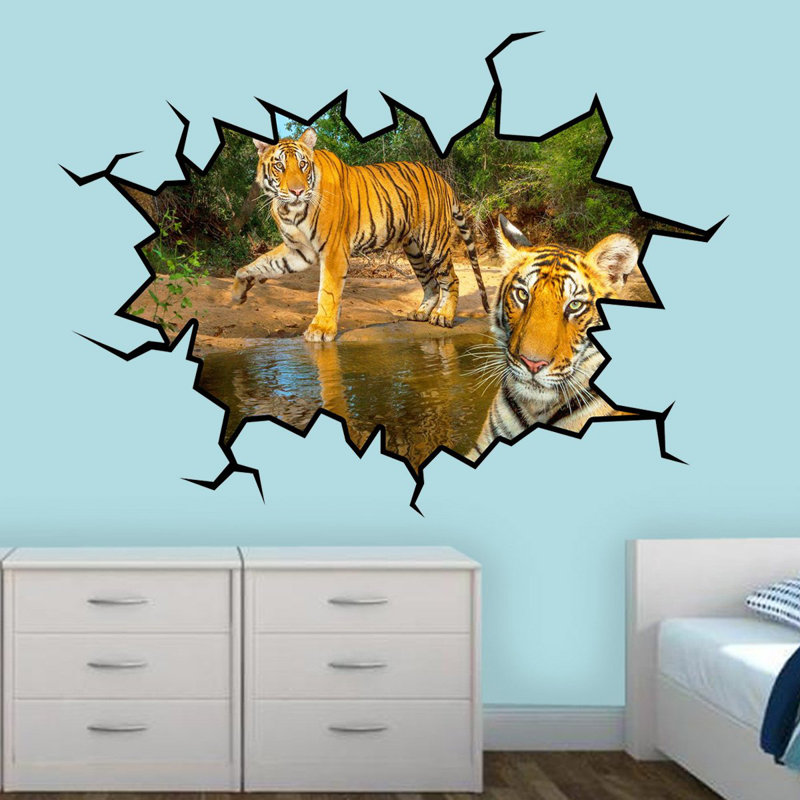 Décalcomanie murale tigers, H 18 po x l 22 po x P 0,01 po