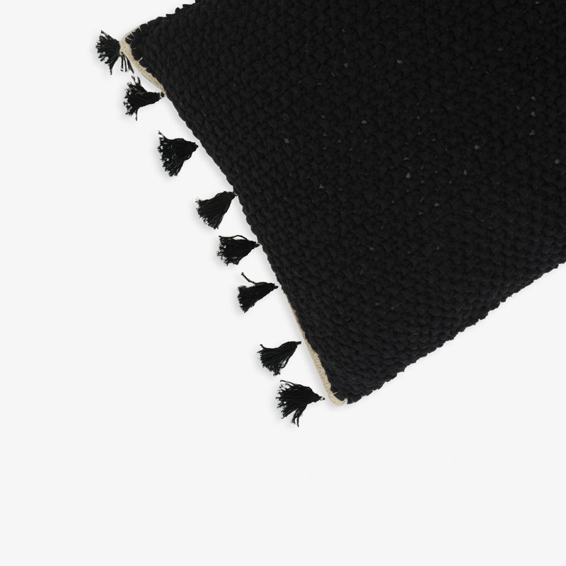 Cibola Cotton Rectangular Cushion Cover, Black